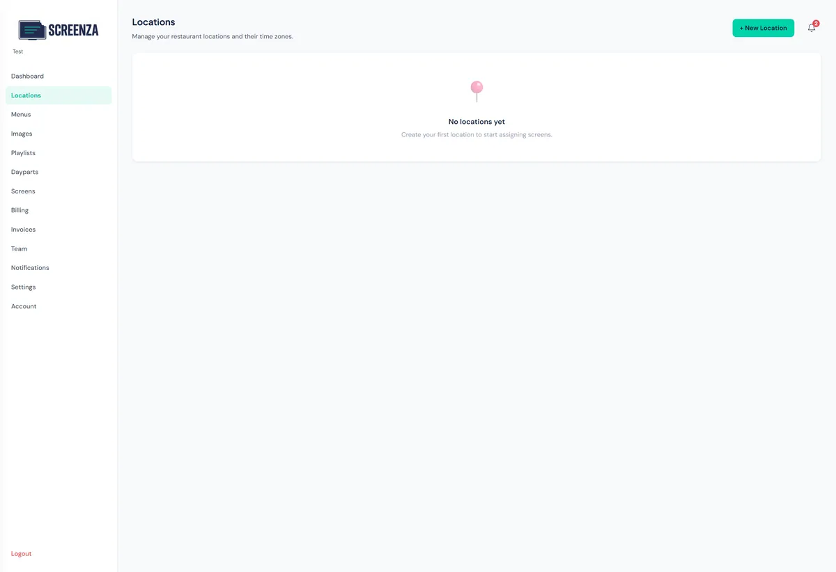 Locations list page