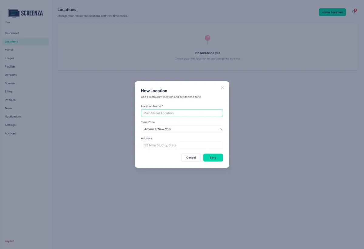 New location form empty