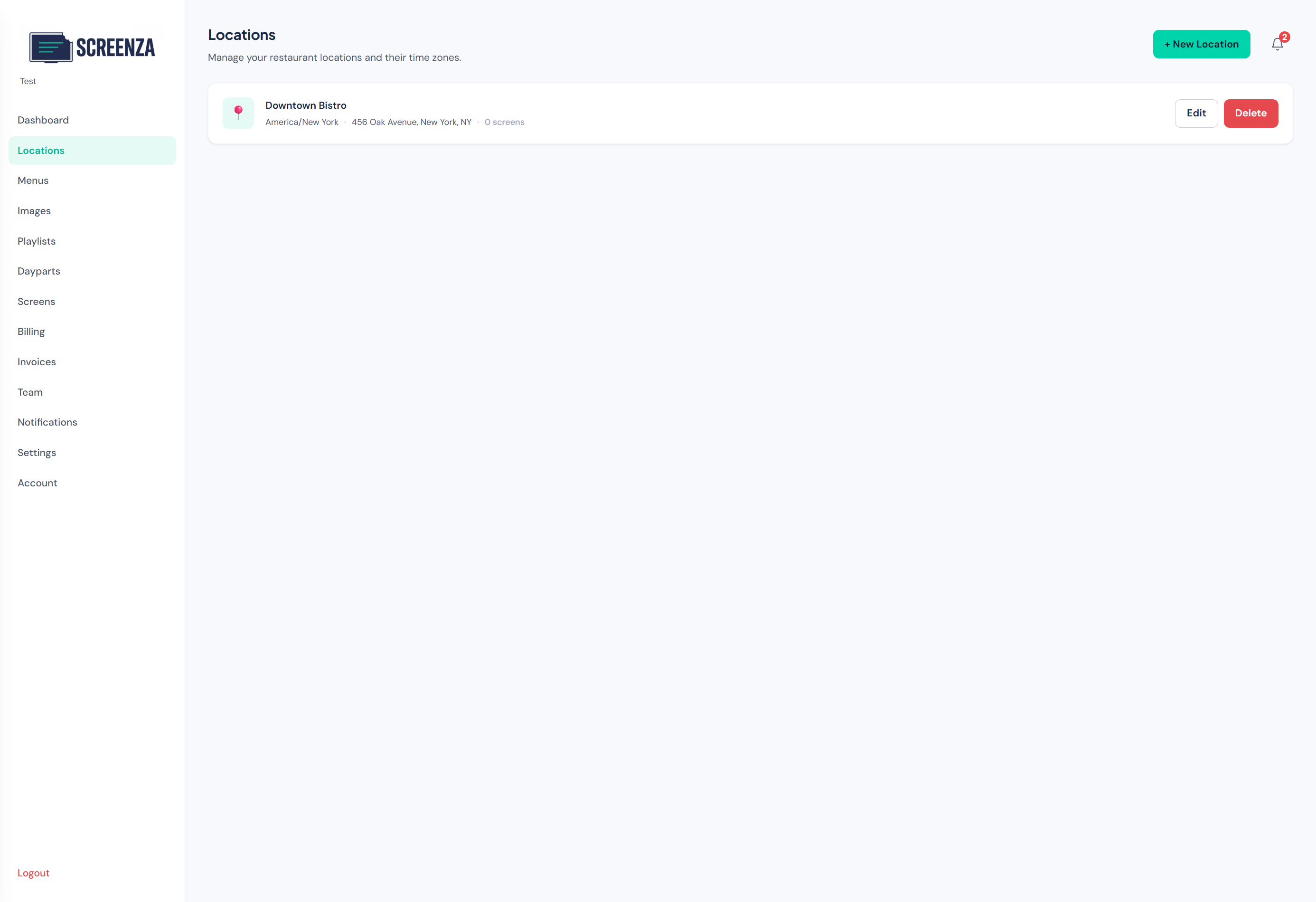 Location created successfully