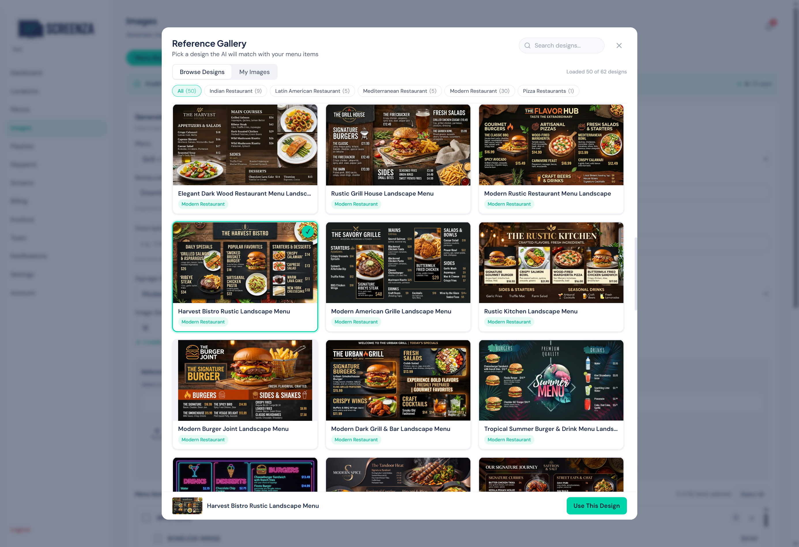 Reference design selected in the gallery