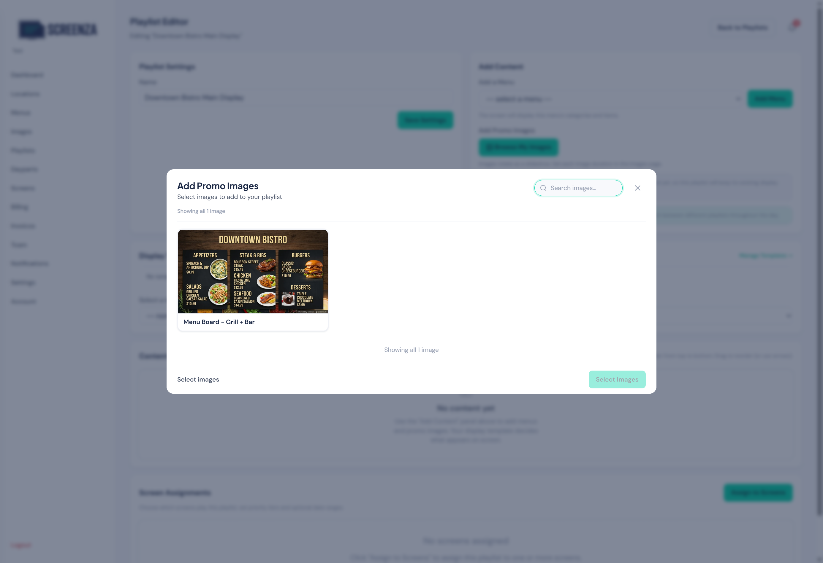 Image gallery for selecting content