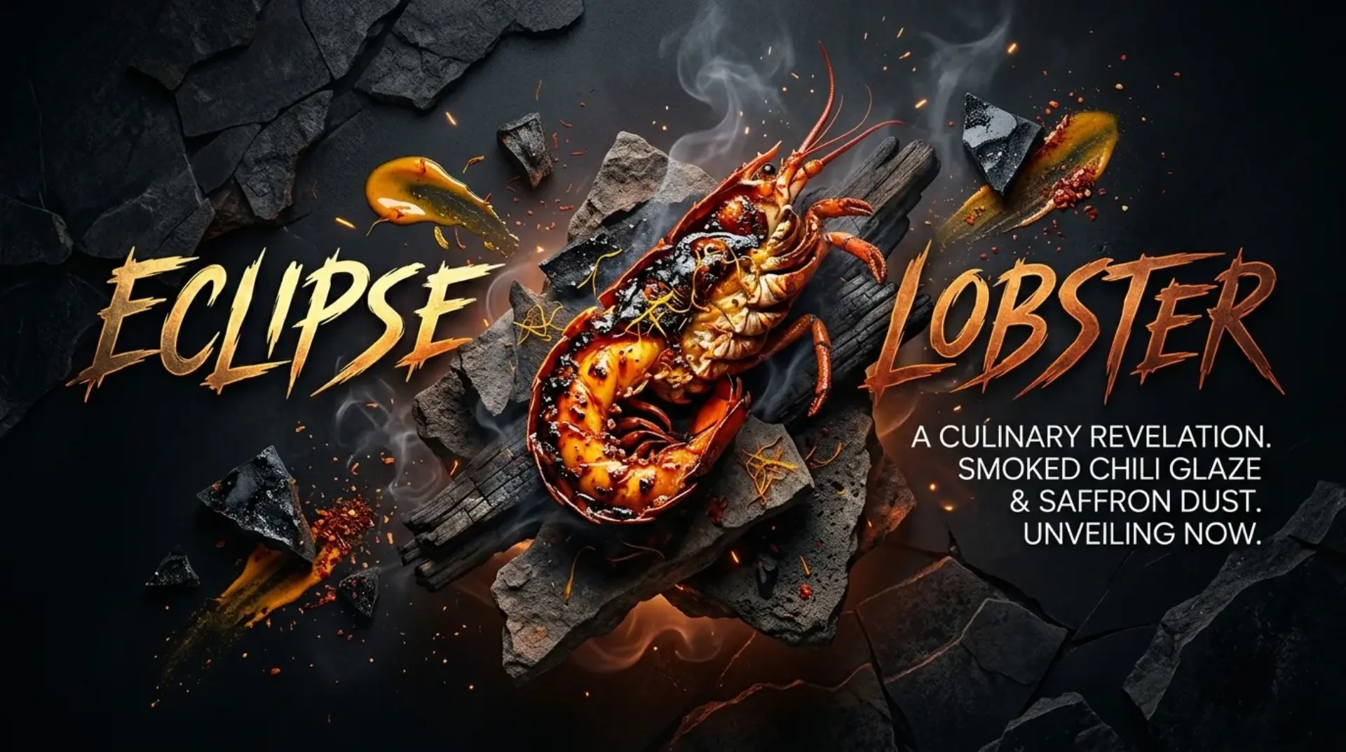 AI-generated dramatic promotional banner for Eclipse Lobster with smoked chili glaze